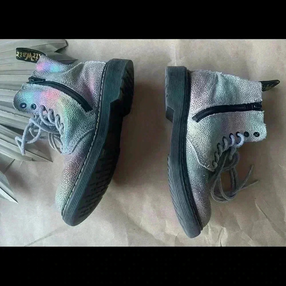 Doc Martens Shiny Rainbow Suede Boots Size 1 - Picture 5 of 8